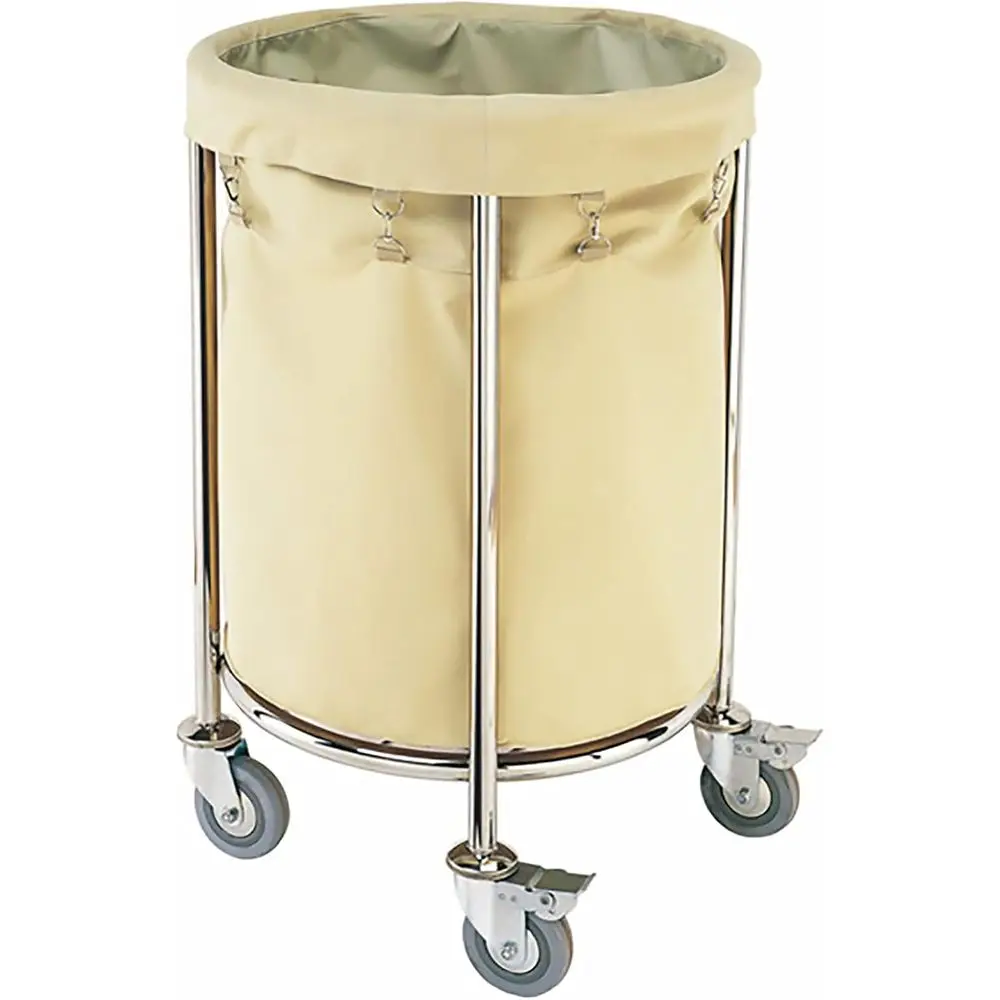 

Beige Small Hotel Linen Cart with Silent Wheels, Laundry Hamper Trolley for Clothes Storage