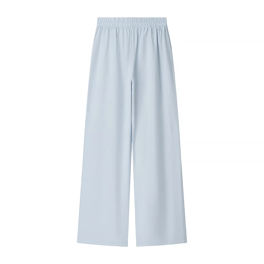 Bsk & tref2025 verão nova moda casual feminina simples lapela manga comprida camisa solta topo + calças de cintura elástica