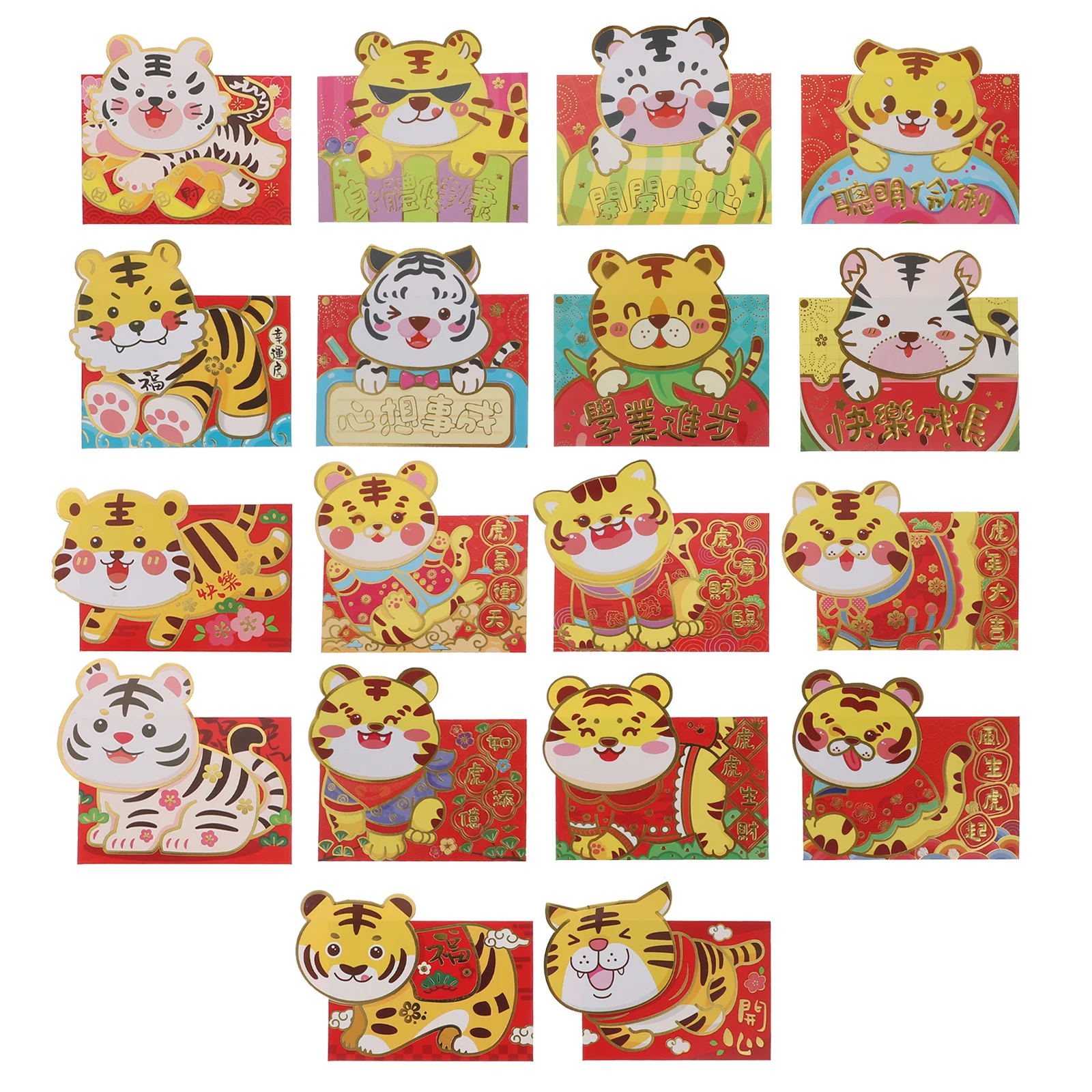 

18pcs Cartoon New Red Envelopes Year Of Tiger 3D Red Packets 2022 Festive Large Capacity Lightweight Jewelry Storage Chinese New