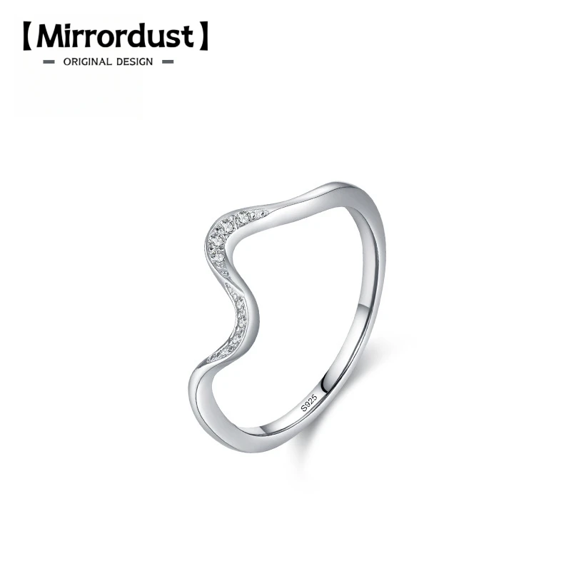 

【Mirrordust】925 стерлингового серебра модное кольцо неправильной формы с чистым цирконом на палец для женщин и девочек свадебная вечеринка ювелирные изделия подарок