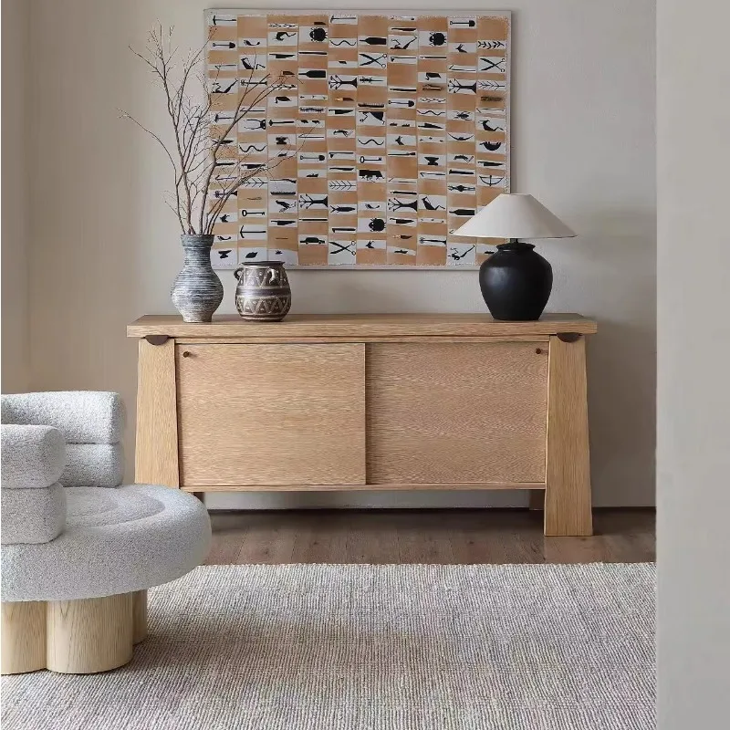 

French retro solid wood entrance cabinet, American luxury sideboard home furnishing, hotel furniture new living room locker