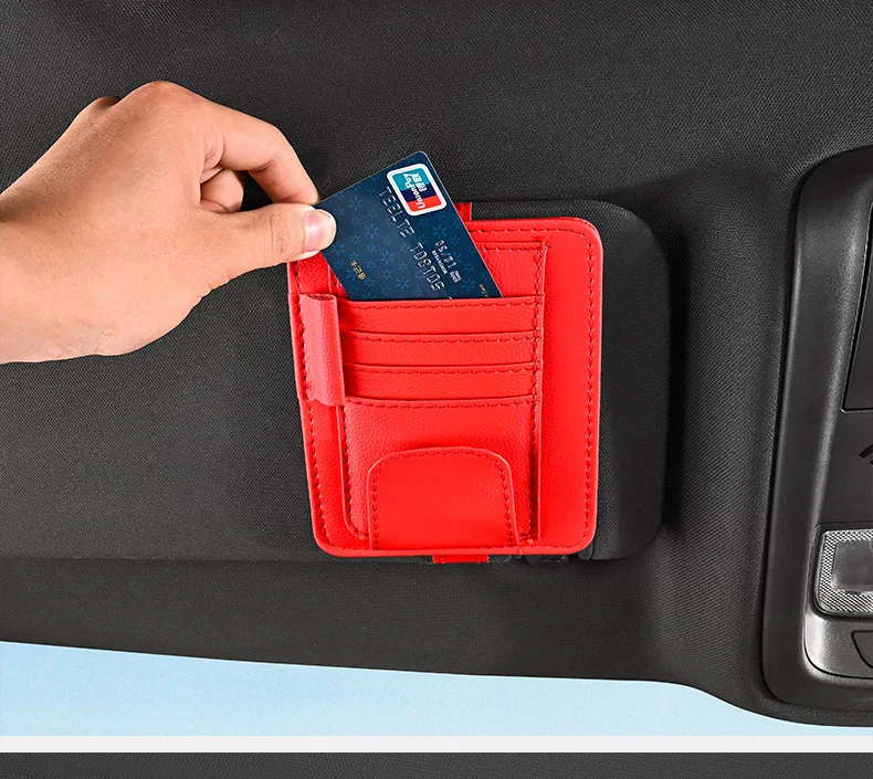 Auto-Sonnenblenden-Organizer Multifunktionaler Auto-Brillenhalter Karten-ID-Ticket-Clip Auto-Innenraum-Aufbewahrungstasche Neuer Nützlicher Auto-Zubehör – Detail 25