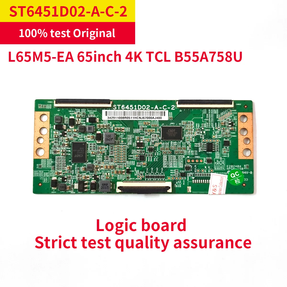 

Good Test Original Logic board ST6451D02-A-C-2 T-con Board for L65M5-EA 65inch 4K TCL B55A758U Strict test quality assurance