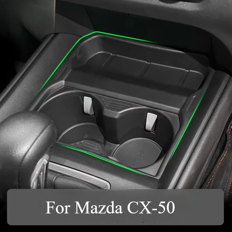 Front Cup Holder Storage Box Designed for Mazda CX-50 - Custom Fit Interior Gridded Organizer for Car Modification