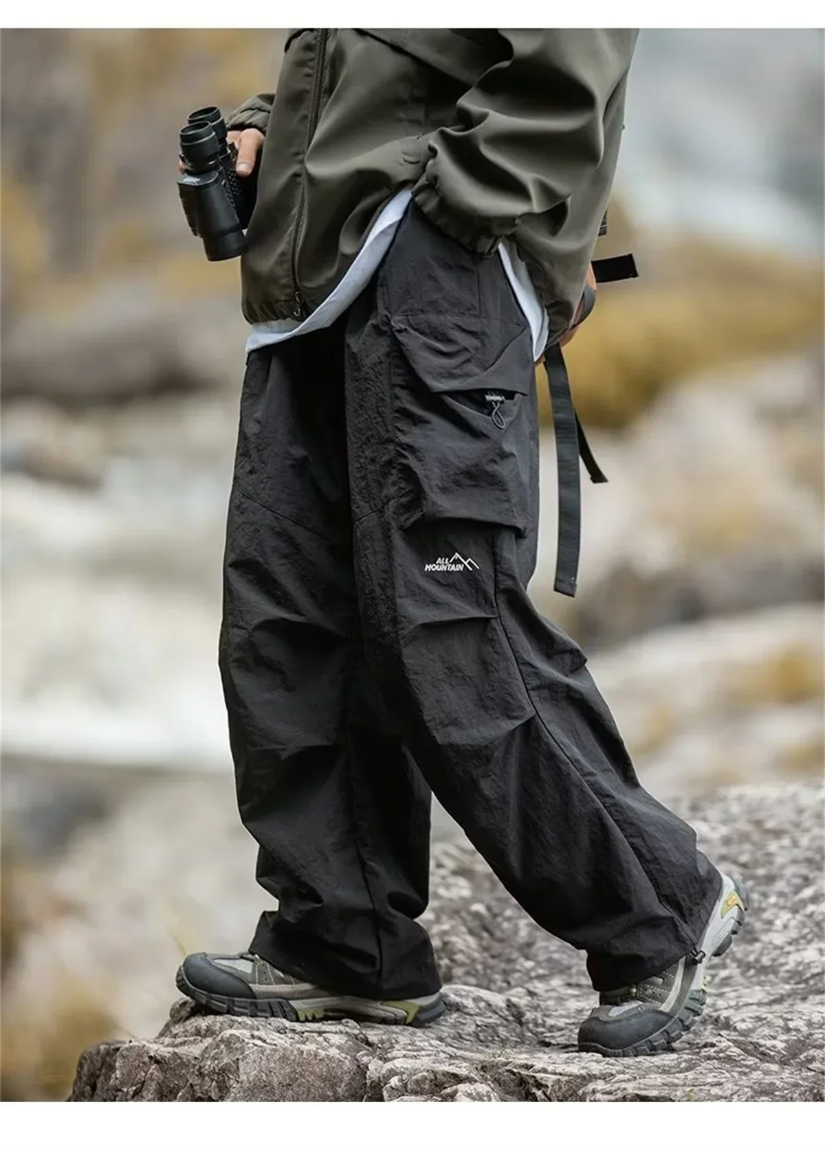 Herren-Hose mit offenem Schritt, verstecktem Reißverschluss, mehreren Taschen, Kordelzug, im Safari-Stil, für Outdoor-Aktivitäten, mit leicht verstecktem Reißverschluss, Schrittloshose. – Detail 11