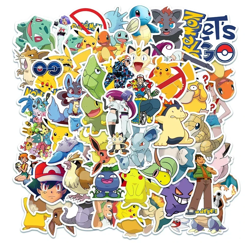 日本のポケモンステッカー,ピカチュウ,ノートパソコン,スーツケース,スケートボード,ギター,電話,漫画のステッカー,子供のおもちゃのギフト