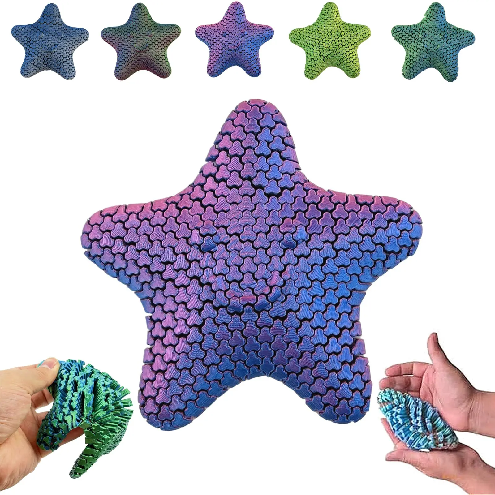 Brinquedo Antiestresse Estrela-do-mar, Impresso em 3D, Articulado, Flexível, com Juntas Móveis, Decoração de Mesa, Presente