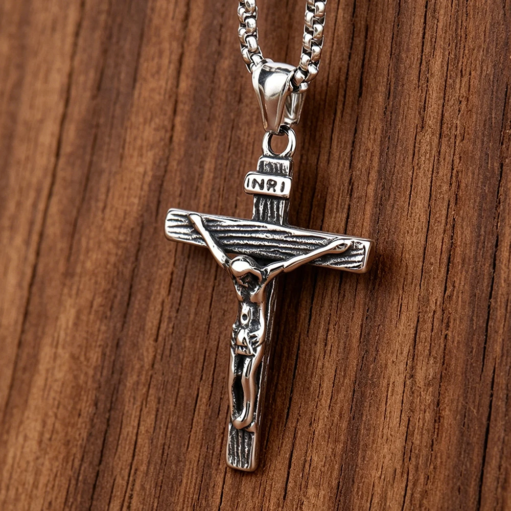 316L Stainless Steel Jesus Cross Pendant Necklace for Men Women Religious Faith Daily Jewelry Best Daily Wear Gift Dropshipping