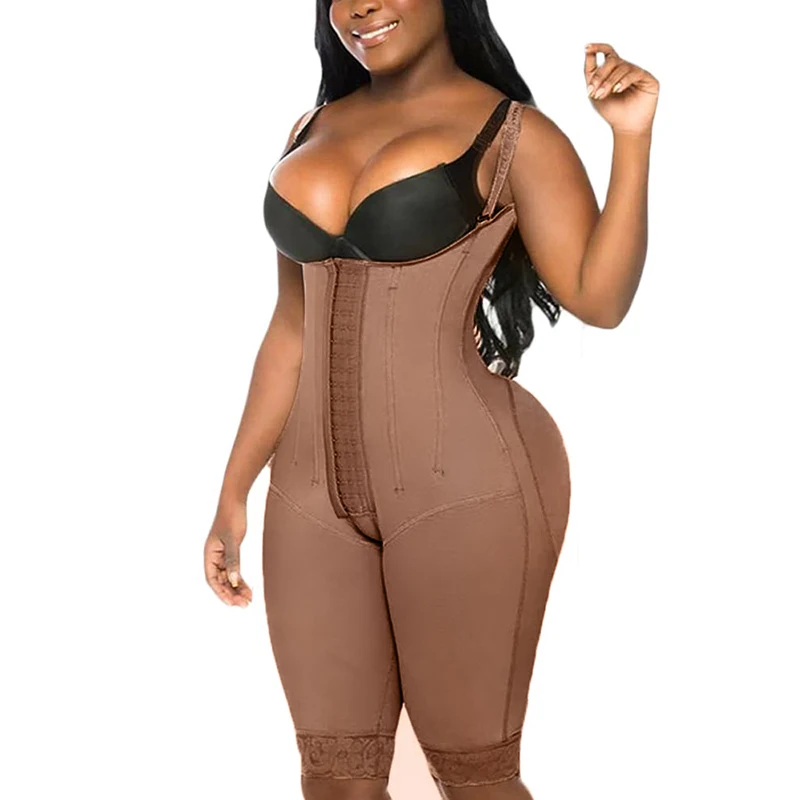 One-piece Shorts Knee Length Underbust Body Shaper Fajas For Women Postpartum Girdle Body Shaper Compression Garment Eye N Hook