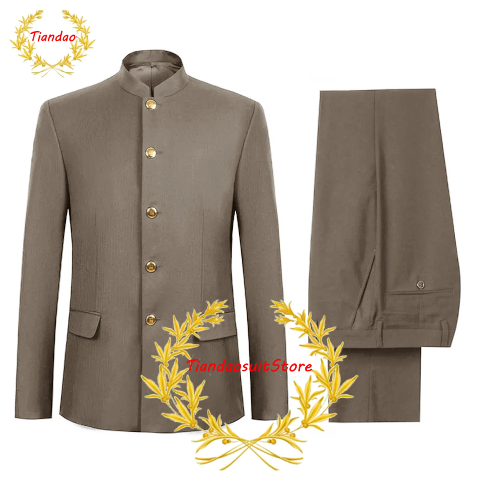 Traje de 2 piezas para hombre, traje Formal de esmoquin para boda, chaqueta con cuello levantado, pantalones, Blazer ajustado, conjunto de traje de