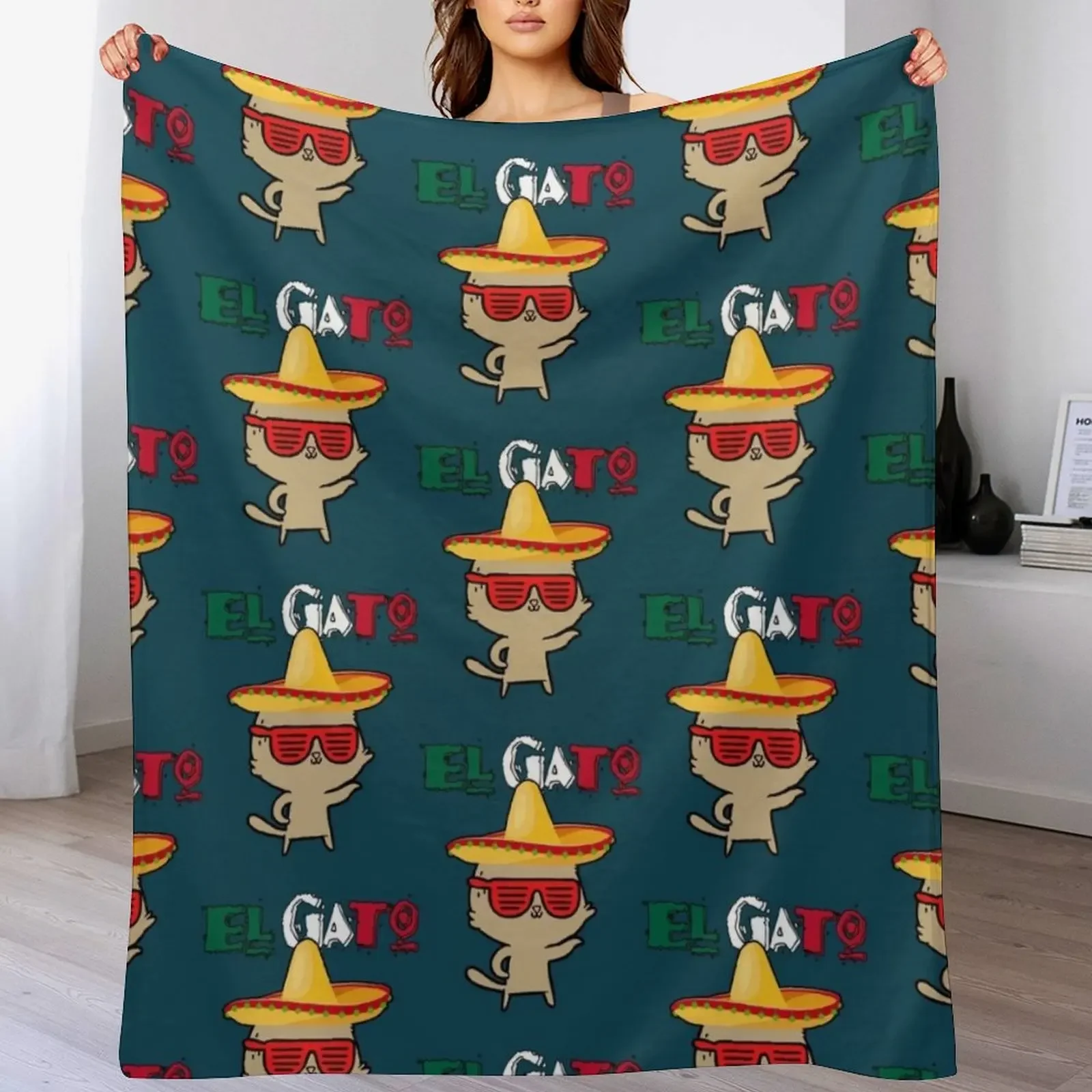 

El Gato Mexican Cat Throw Blanket for sofa Quilt Luxury Thicken Blankets