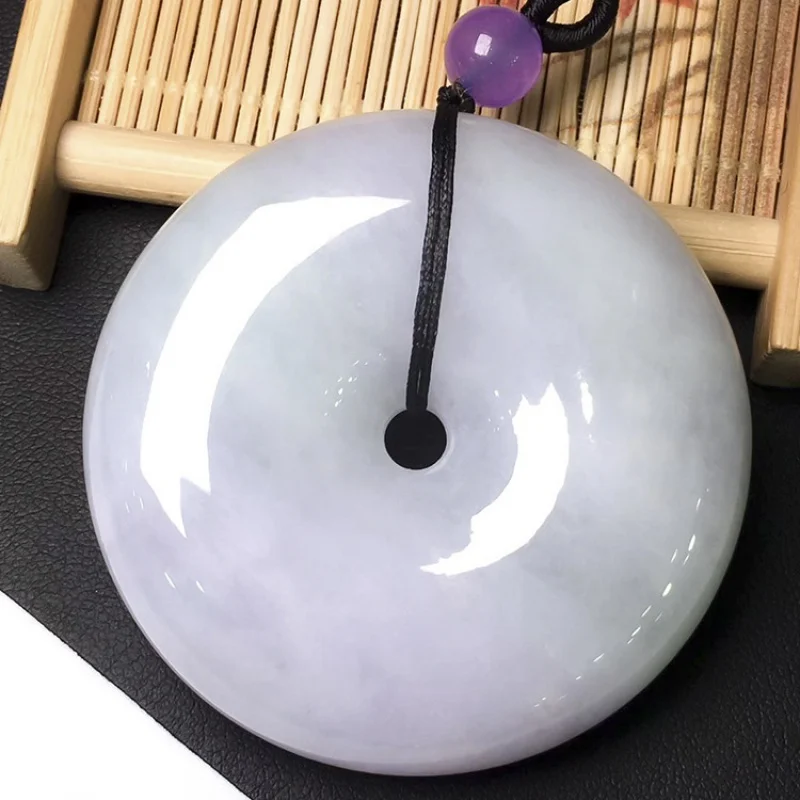 Natural a-Level Big Flat Buckle Light Purple Jade Pendant