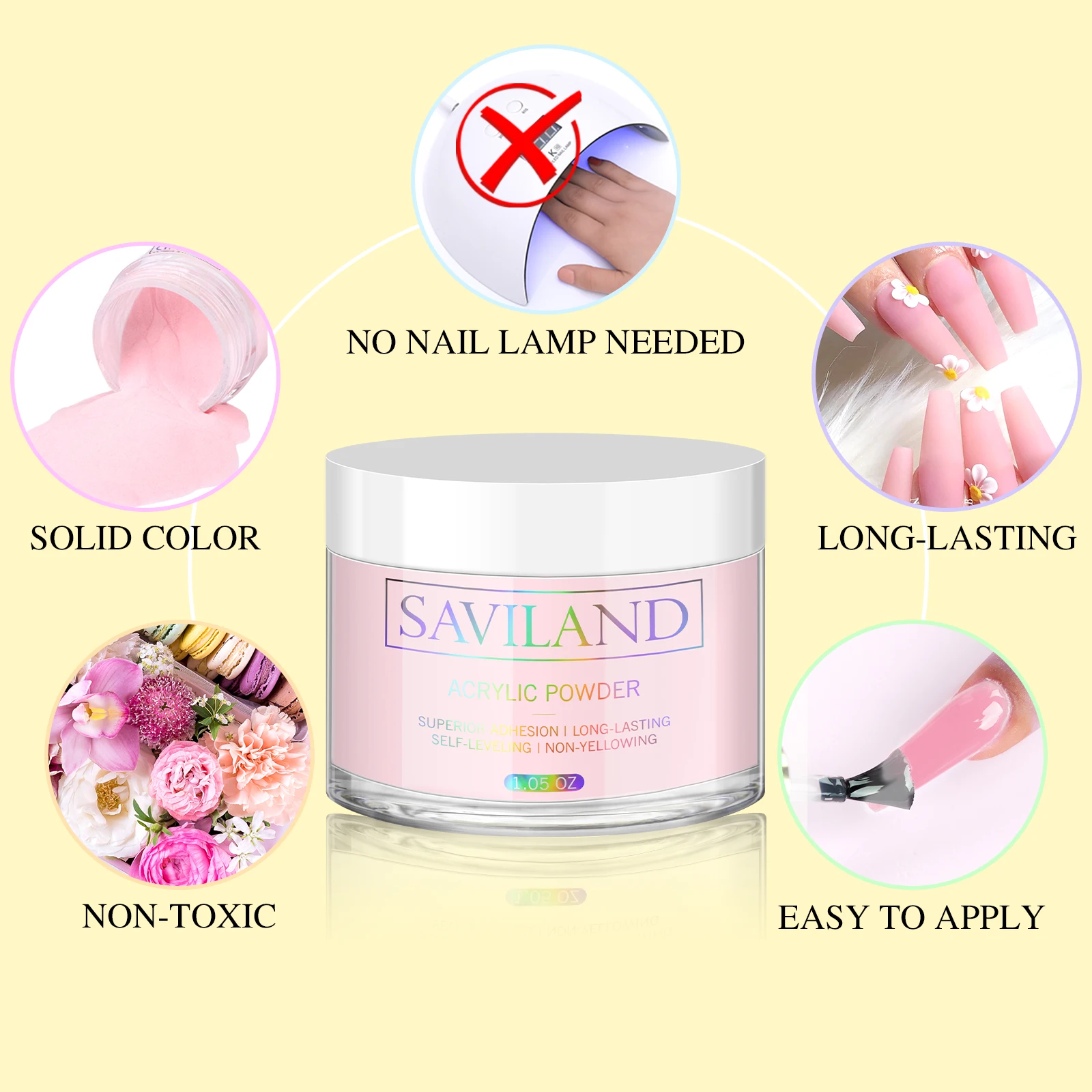 Saviland Pink Acrylic Powder 30g Professional Nail Art Extension Powder for 3D Carving French Manicure No Lamp Needed