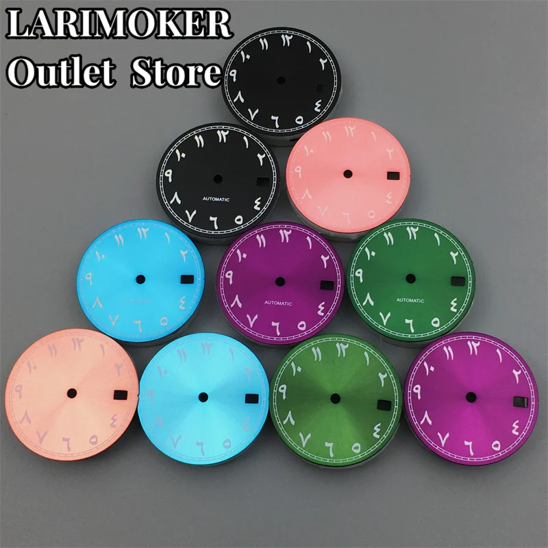 LARIMOKER 29mm black Blue green purple pink dial  luminous fit NH35 NH36 NH38 movement