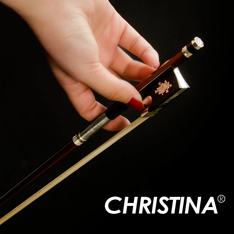 

CHRISTINA High Quality Pernambuco Professional Violin Bow SG11 Inlaid Abalone Frog 3-part Screw Black Silk Thread Silver Winding