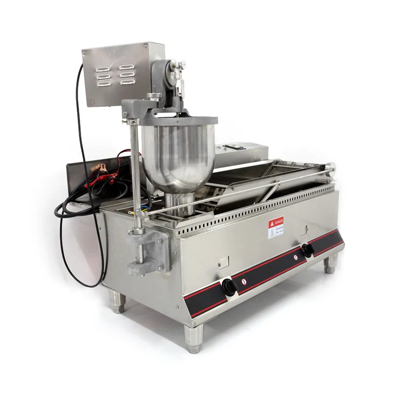 220V double row, fully automatic stainless steel, electric gas donut machine, commercial frying machine