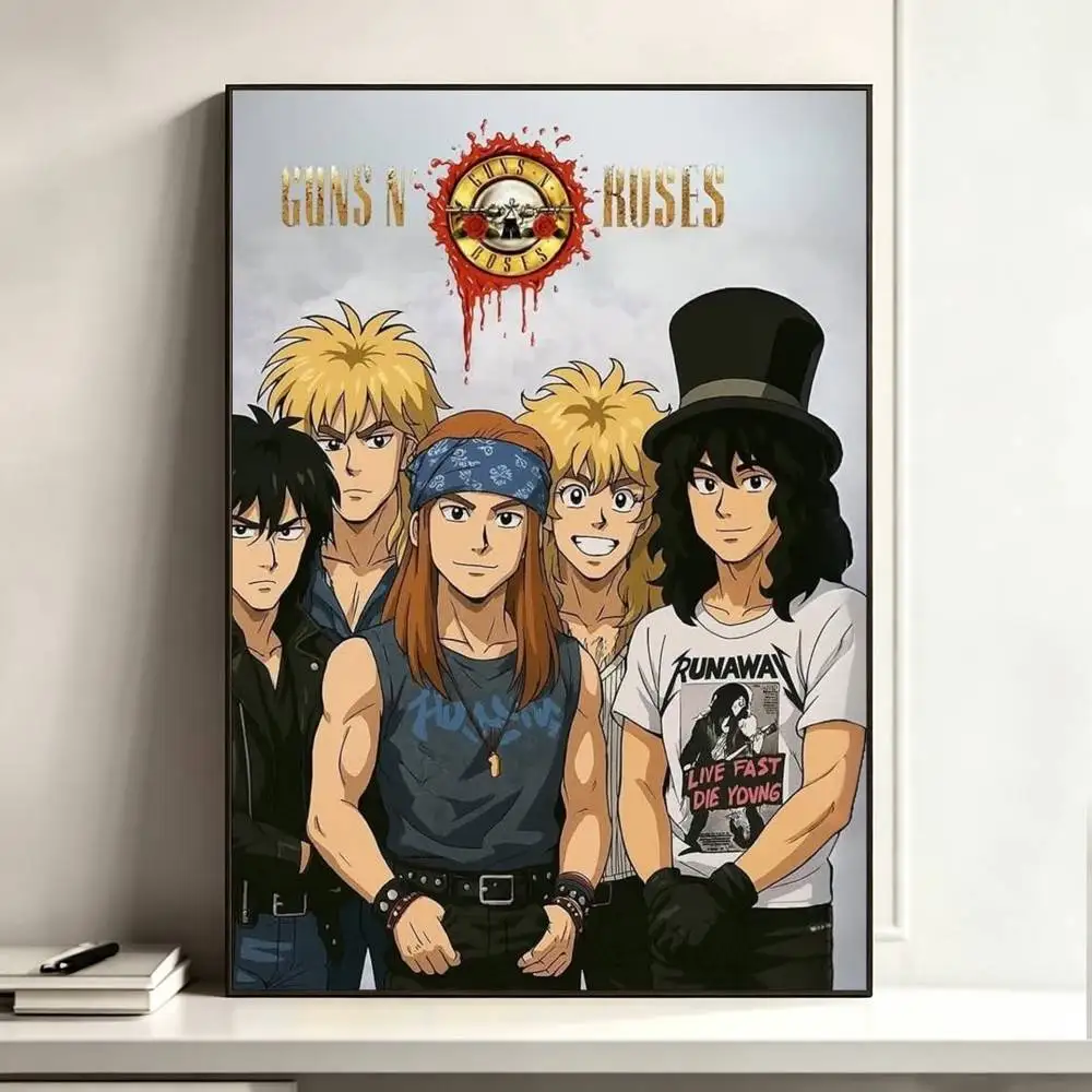 Band G-Guns N Roses  Poster Waterproof Wall Art Sticker For Bar Living Room Vintage Decor High Quality Print Gift