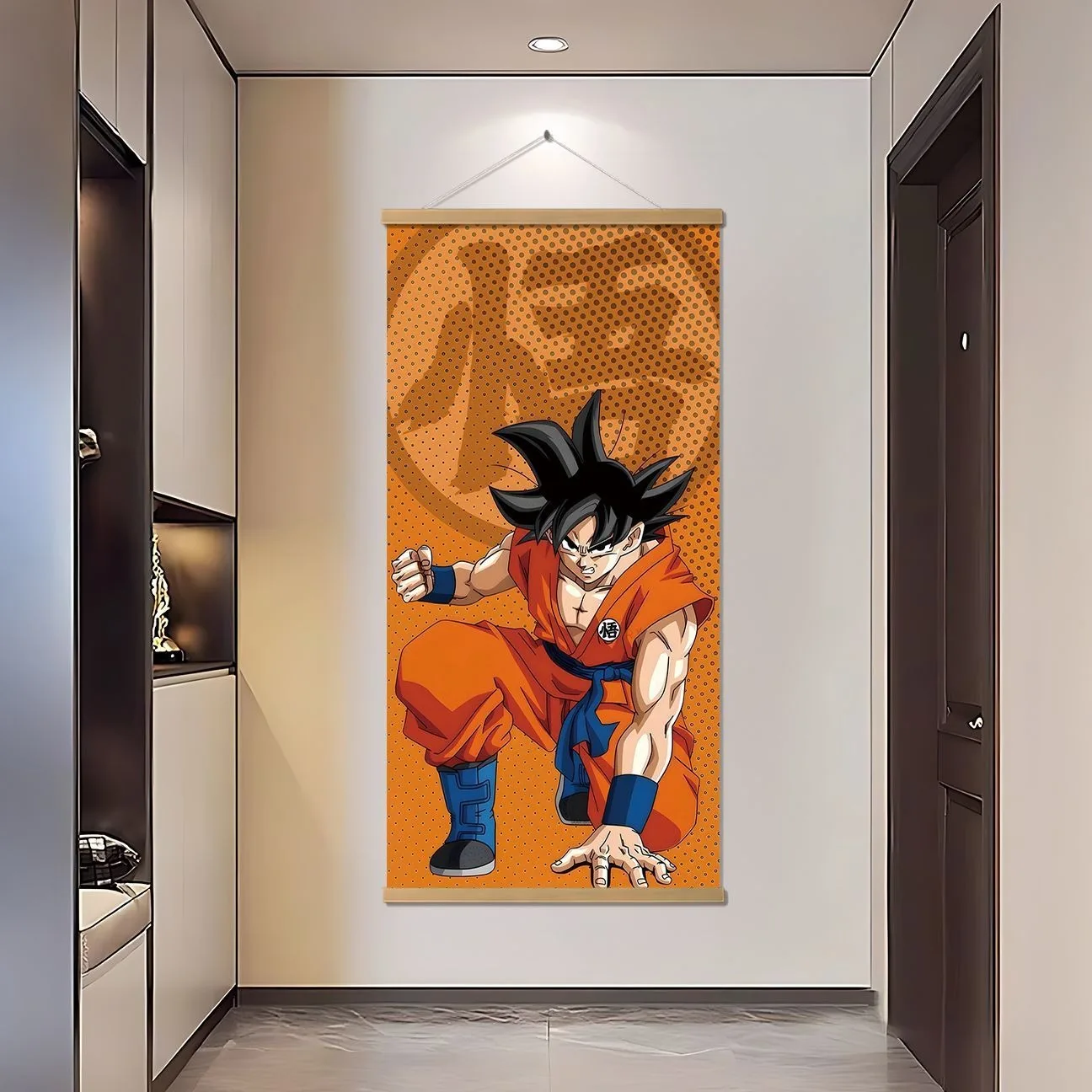 Mural de Anime Dragon Ball con Wukong Super Saiyan, Póster Enrollable, Decoración de Habitación, Regalo Perfecto para Fans del Anime
