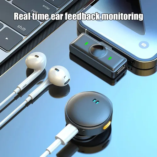 Imagen 2 del producto Micrófono Lavalier Xiaomi, micrófono inalámbrico de succión magnética con estuche de carga para grabación de vídeo, Plug and Play