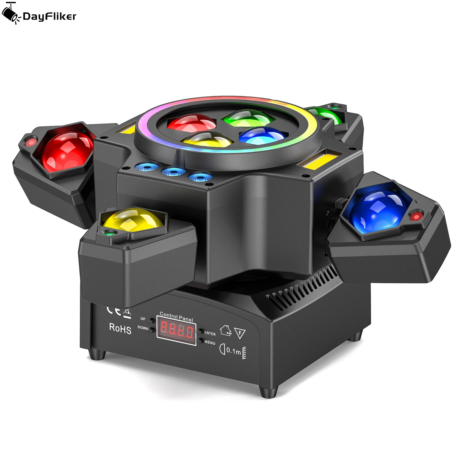

DayFlicker 120W 4in1 RGBW Moving Head Light Beam Effect Lights Remote Control Stage Lighting for DJ Disco Party Concert Theater