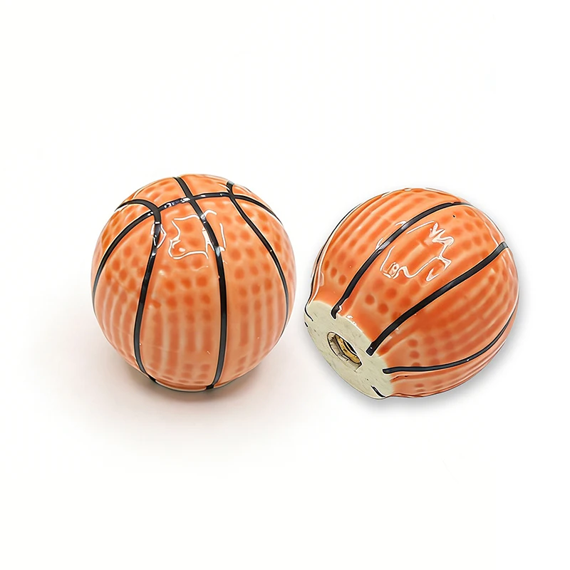 Basketball & Football Shaped Ceramic Handle Single Hole Round Pulls for Cabinet, Shoe Cabinet, Wardrobe & Display Cabinet