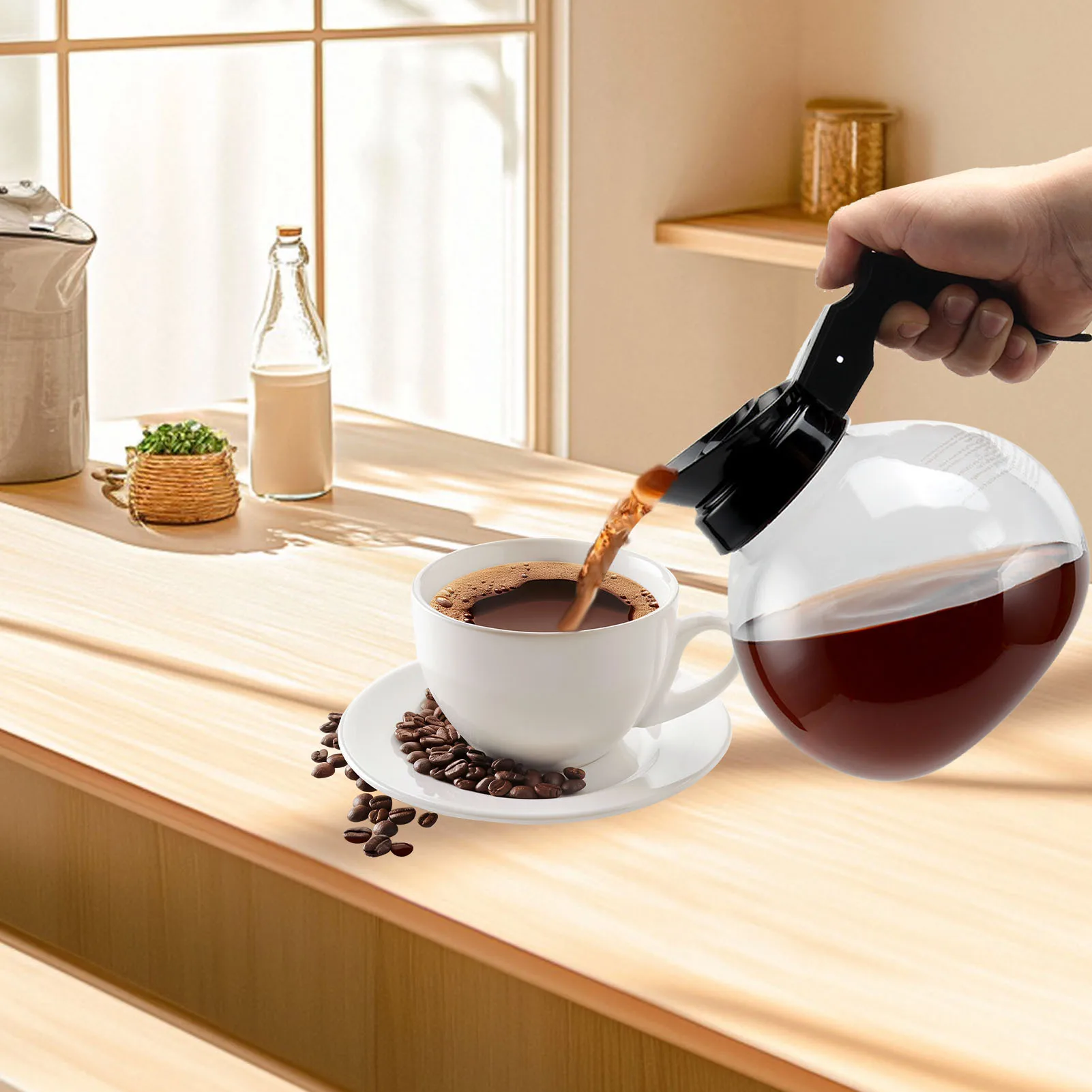 1 قطعة 1.8L عالية البورسليكات الزجاج القهوة Carafe الحرارة برهان مقاومة للصدمات إبريق قهوة مانعة للتسرب صنبور للسفر نزهات في الهواء الطلق #1