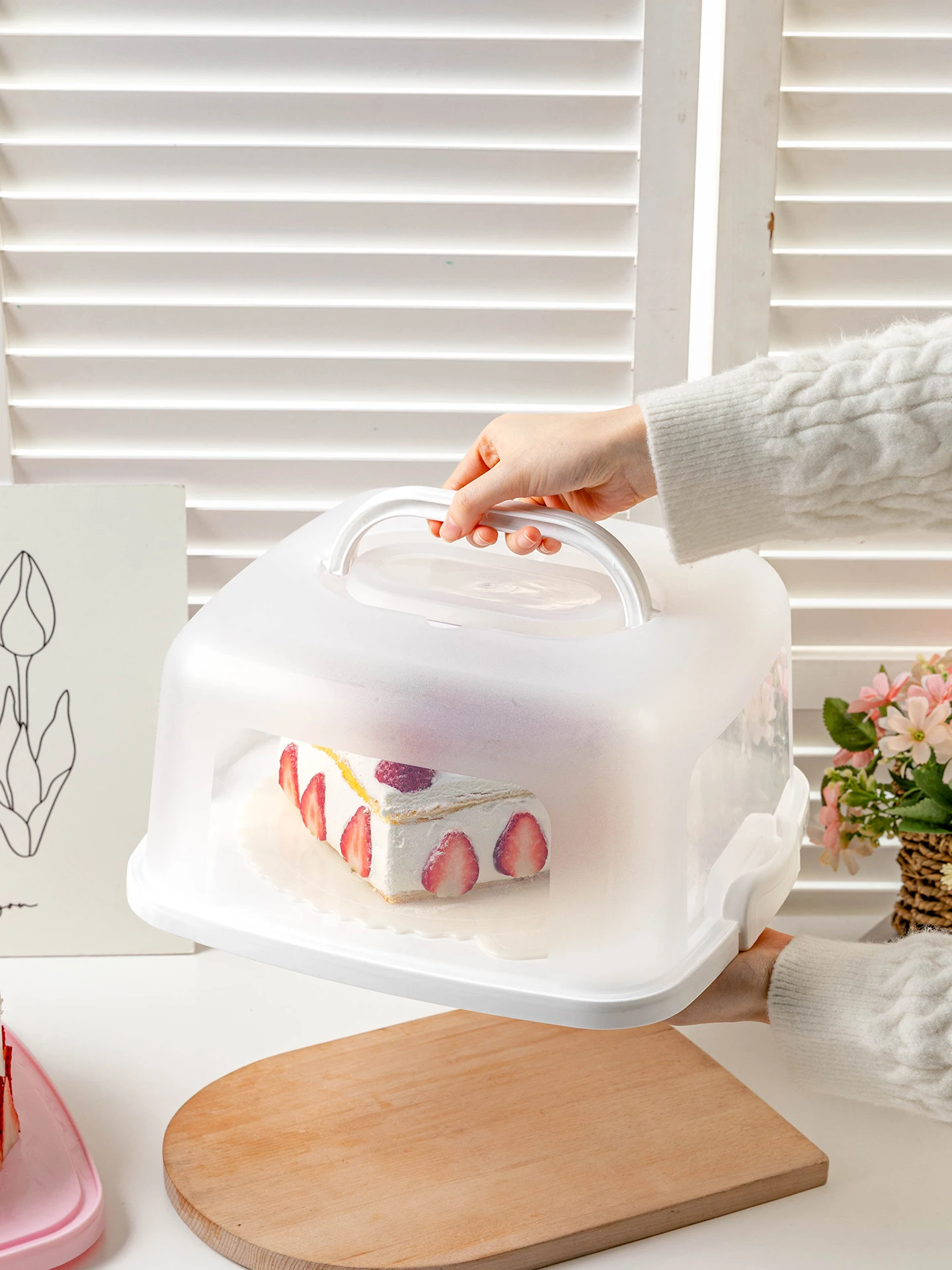 Reusable Square Cake Box Bakery Birthday Dessert Packaging Holder Handheld Baking Tray with Base Long 325cm Wide 325cm High ...