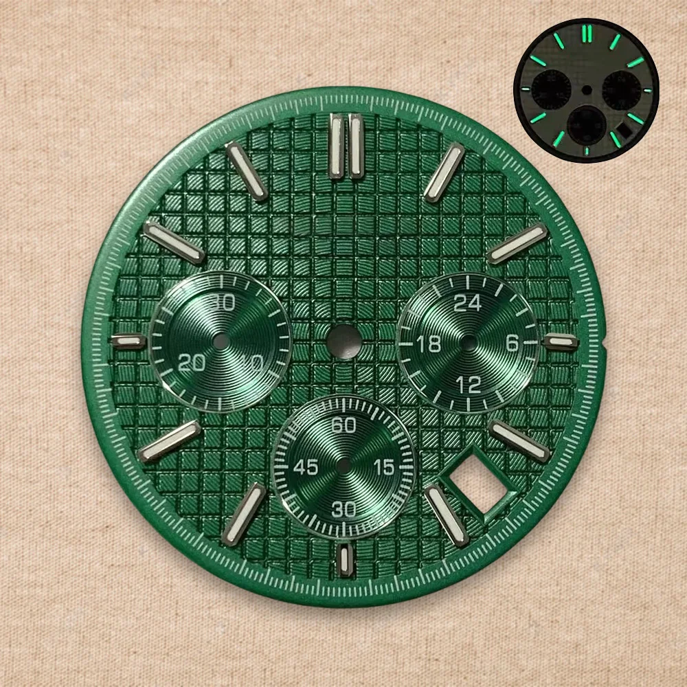 31.8 مللي متر S شعار الطلب مناسبة ل VK63 حركة الكوارتز الأخضر مضيئة عالية الجودة البلوط ساعة مزدوجة تعديل الملحقات