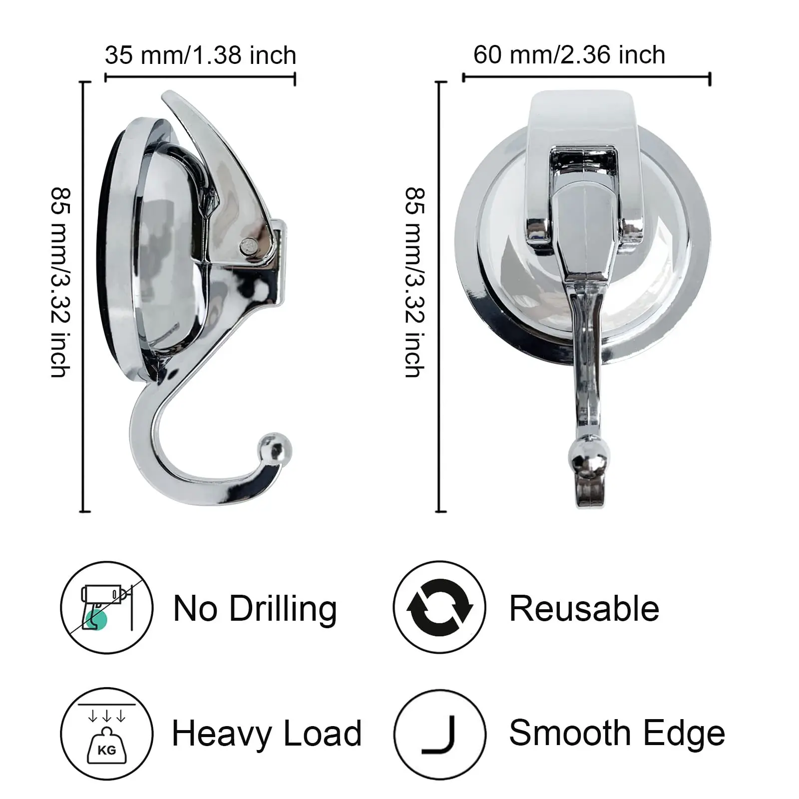 Hooks Up Hooks Suction Cup Hooks for Shower Heavy Duty Vacuum Suction Shower Hooks Window Glass Kitchen Bathroom Hooks Reusable