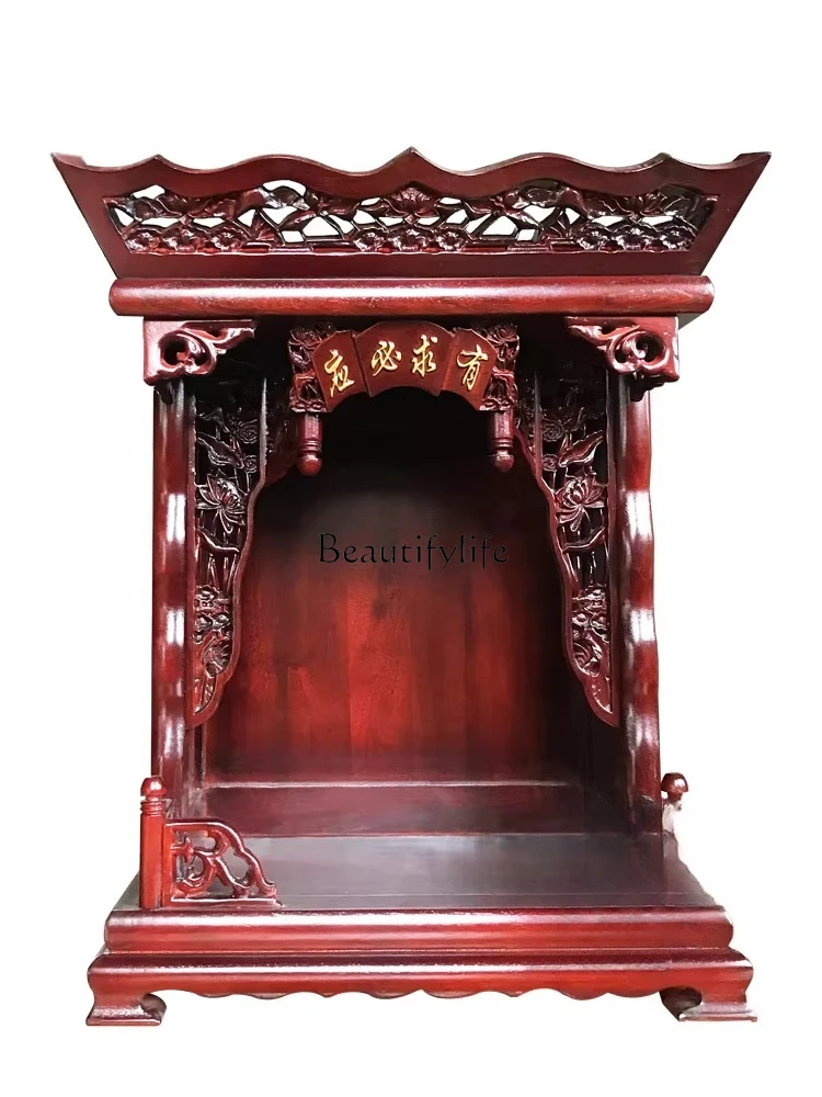 

Desktop shrine mahogany color solid wood wall hanging shrine