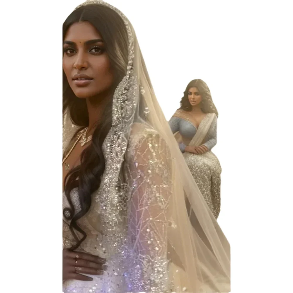 

Luxury Full Crystal Pearl Lace Veil Cathedral Style Veil Custom Made Wedding Veil off White/Ivory with Metal Hair Comb