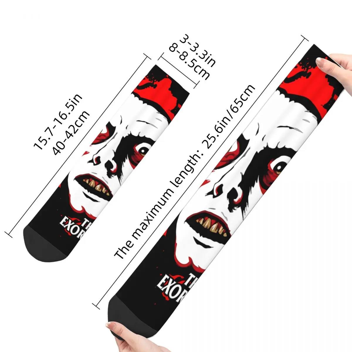 Vintage Face Men's Socks The Exorcist Horror Film Unisex Novelty Pattern Printed Funny Crew Sock Gift