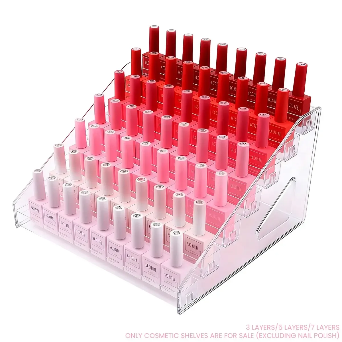 7‑Layer Acrylic Nail Polish Organizer Display Stand, Holds 96 Bottles for 1‑2oz Nail Polishes, 31×11.6×5.11 Inches Nail Art Storage Rack