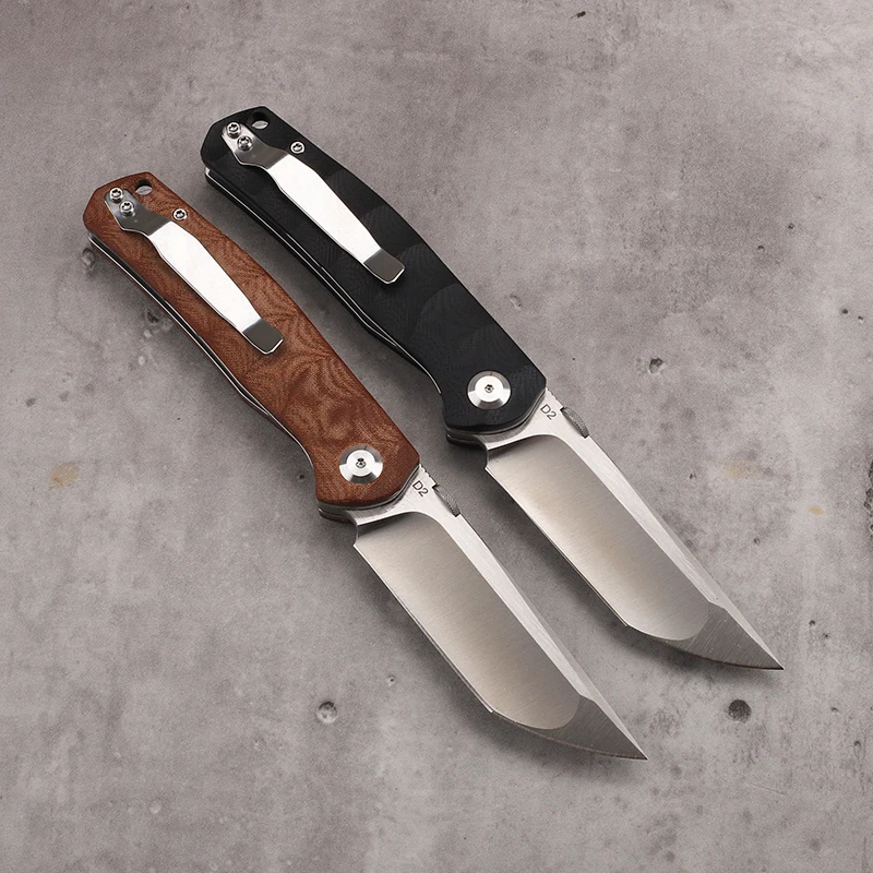 Utility Knife D2 Steel G10 Shank Ceramic Ball Bearing Front Fins Outdoor Hunting EDC Tools Pocket Folding Knife