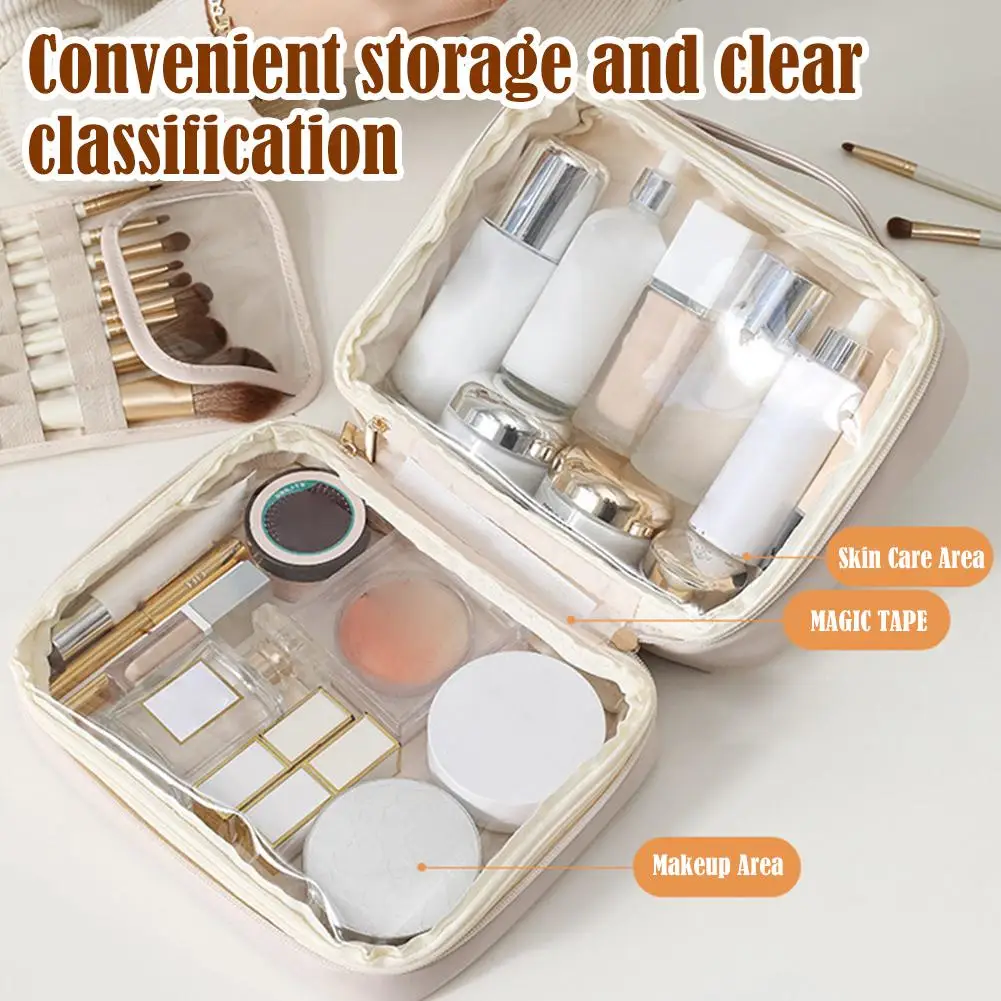 Borsa per cosmetici da toilette Multi-scomparto da 1 pz borsa per il trucco da viaggio da donna borsa per il trucco impermeabile in pelle PU