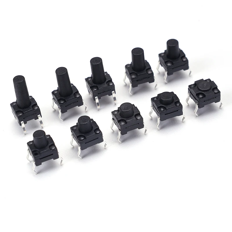 10pcs DIP 4pin 6x6x4.3mm/6/7/8/9/10 mm6x6 Key switch Tactile Push Button Switches Height 4.3 5~12MM 4P Waterproof 6X6 Key Switch
