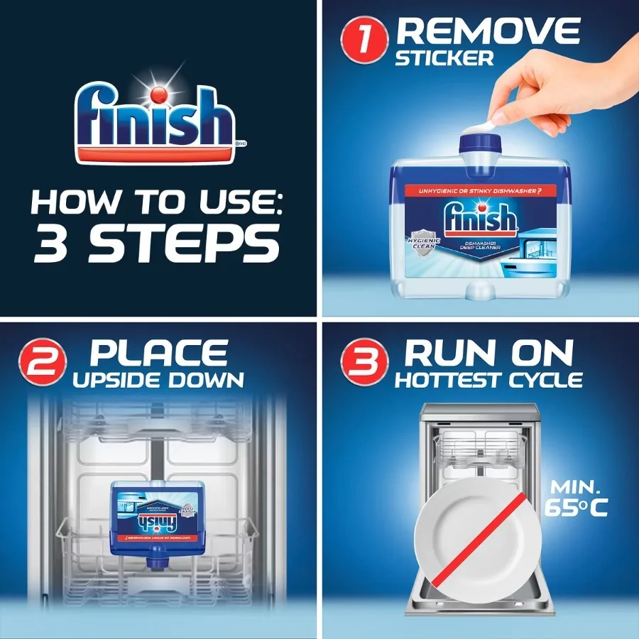 8.45 fl oz Hygienic Liquid Dishwasher Cleaner, Effective Against Grease and Limescale for Dishwasher Deep Clean Maintenance
