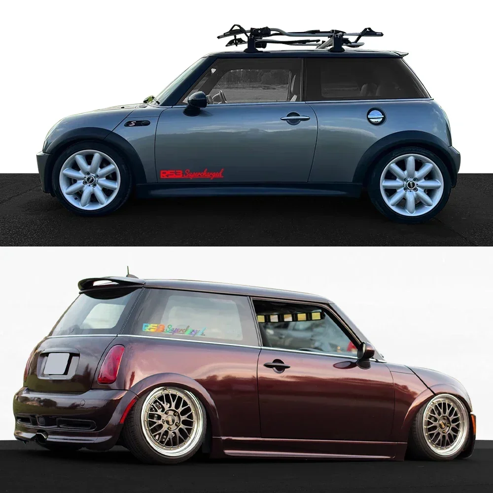 2Pcs Car Side Sticker Supercharged DIY Vinyl Decals Decor Waterproof For Mini Coopers S R53 Hatchback Auto Styling Accessories