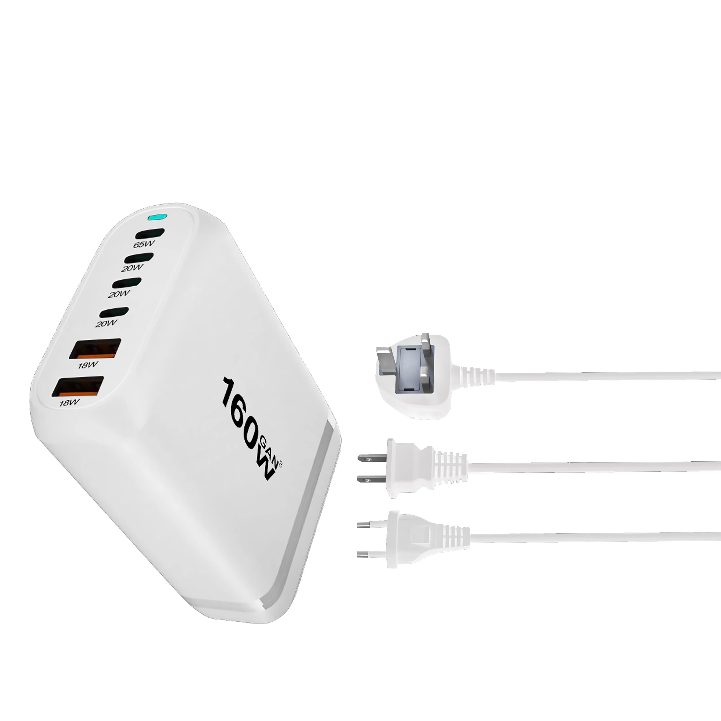 160W Gan Fast Charge 3.0 USB Type C Fast Charger Mobile 6-port USB Type C PD Charger Convenient To Carry Tablet Charger