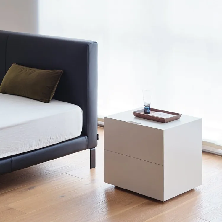 Coconordic | Vem Min White Bedside Table Nordic Japanese Multicolor Log Modern Bedroom Storage Side Cabinet