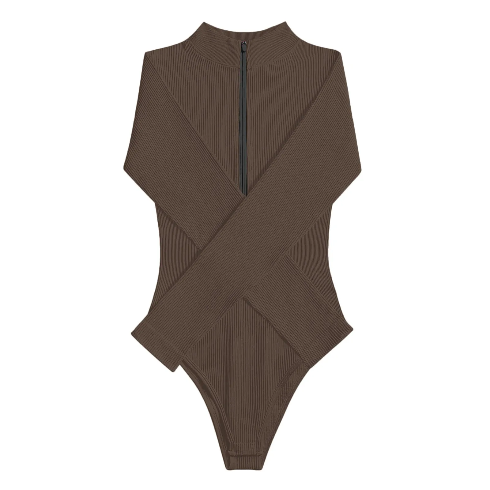 بدلة قطعة واحدة مثيرة مجوفة ذات قصة عالية بدلة نسائية بسحاب أمامي بلون سادة وأكمام طويلة قطع علوية مثيرة قطعة واحدة قطع علوية قصيرة للفخذ 2025