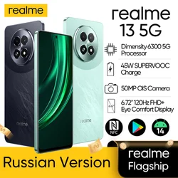 Smartphone Realme 13 Version russe, Dimrespond6300, 5G, Puce, Appareil photo OIS 50MP, Affichage 120Hz, Charge 45W, Batterie 5000mAh, IP64