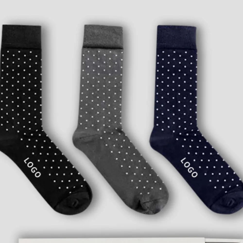 Robe d'équipage athlétique chaussettes d'affaires hommes Gentleman solide à pois mi-mollet coton à fibres longues hommes toutes saisons 8W250