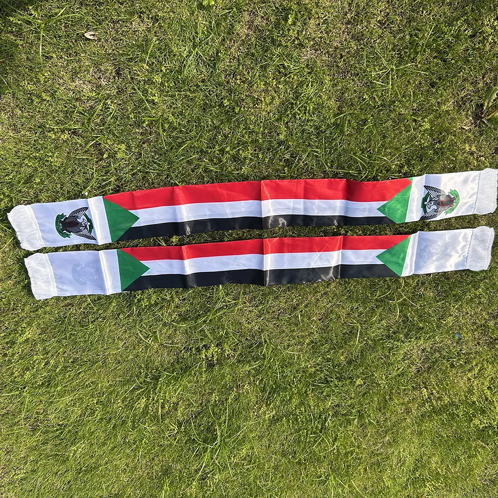 sudan Scarf 14x135cm Double-sided Printed sudan  Flag Satin sudan  Scarf Suitable for 2026 world cup Sports Events