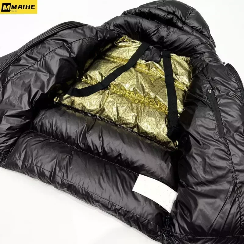 2023 Winter Black Gold Hooded Thick Loose Warm Puff Bread Hooded Short Down Jacket For Men And Women Couples Brand Clothing