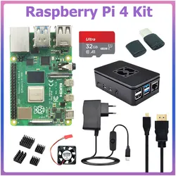 Kit de RAM Raspberry Pi 4 modèle B d'origine, boîtier ABS, alimentation, dissipateur de chaleur, carte TF 32 Go pour RPI 4, 8 Go, 4 Go, 2 Go, 1 Go