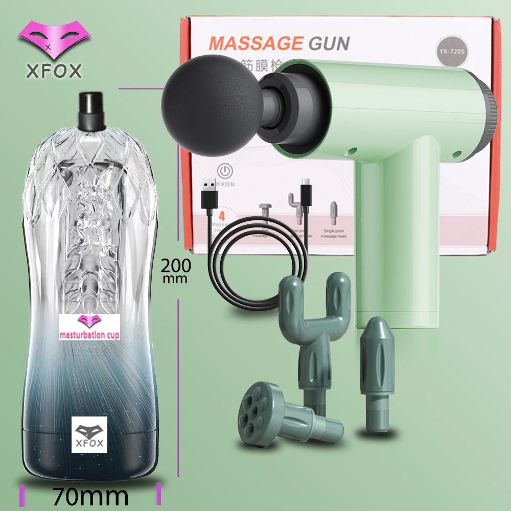 Massage Gun Male Masturbator Cup Sex Toys Vagina Adult Endurance Exercise Electric Telescopic vibration Mastubators Cup for Men