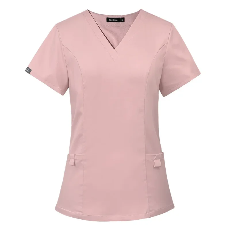 Surgical Uniform Short Sleeve Tops+Pants Scrub Sets Women Dental Clinic Hand Washing Clothes Split V-neck Nurse Work Wear