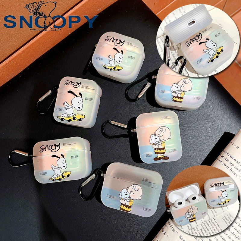 سنوبي لينة حافظة سماعة الاذن من البولي يوريثان ل Airpods 1 2 3 حافظة سماعة رأس لاسلكية مقاومة للصدمات مع هوك ل Airpods Pro غطاء شحن