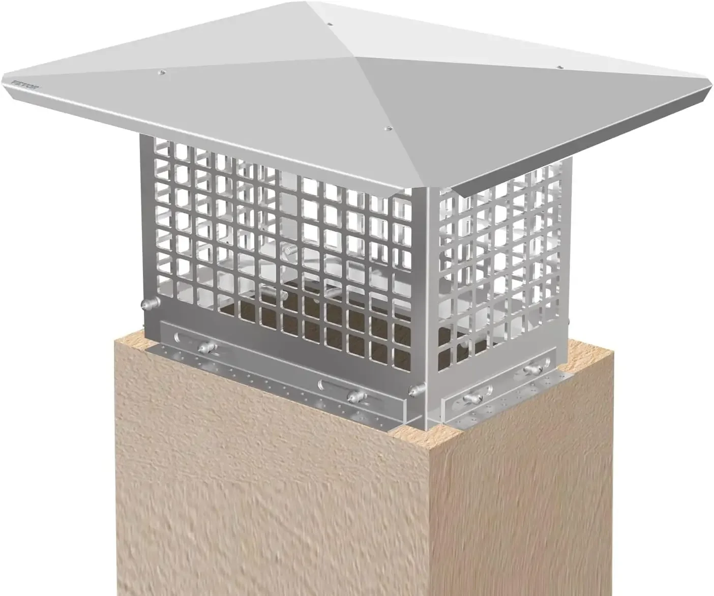 Tapa de chimenea, tapas de chimenea de 8" x 13", cubierta de chimenea de acero inoxidable 304, pararrayos de metal ajustable con tornillos de pernos